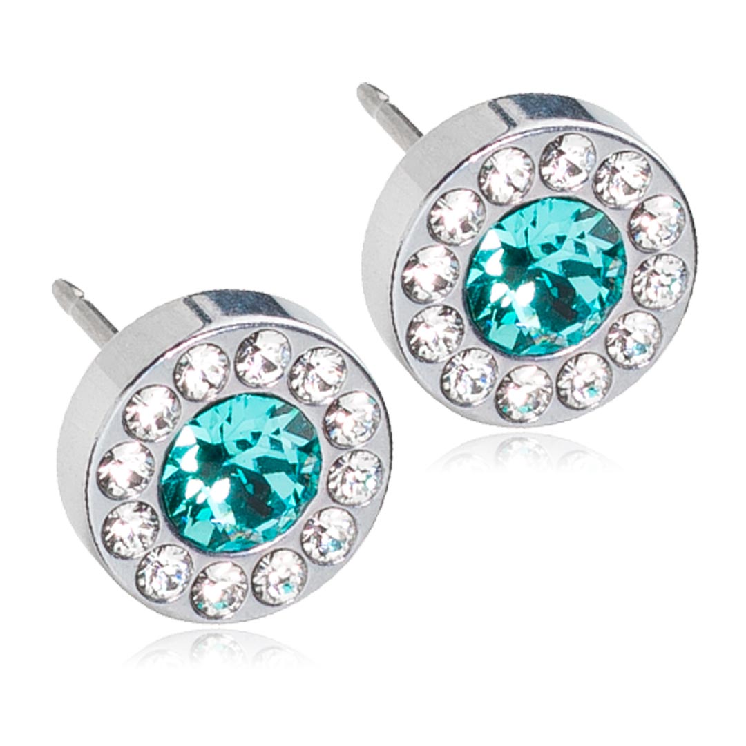Blomdahl EJ ST Brilliance Halo 8 mm, Crystal/Turquoise