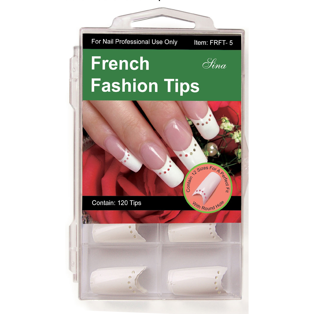 French Fashion tips, runda hål (120 st)