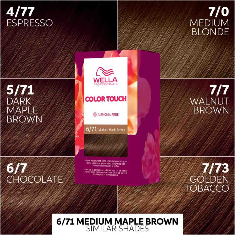 Wella Color Touch Kit Deep Brown Medium Maple Brown 6/71, 130 ml - Image 3