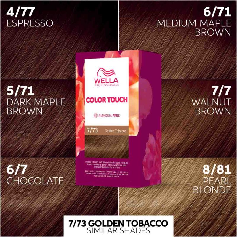 Wella Color Touch Kit Deep Brown Golden Tobacco 7/73, 130 ml - Image 3