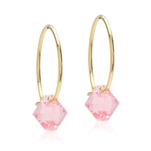 Blomdahl EJ GT Ear Ring 14 mm, Bicone 6 mm, Light Rose