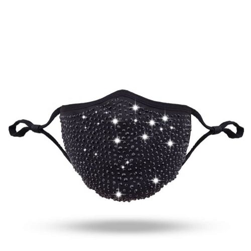 Munskydd, svart med strass.