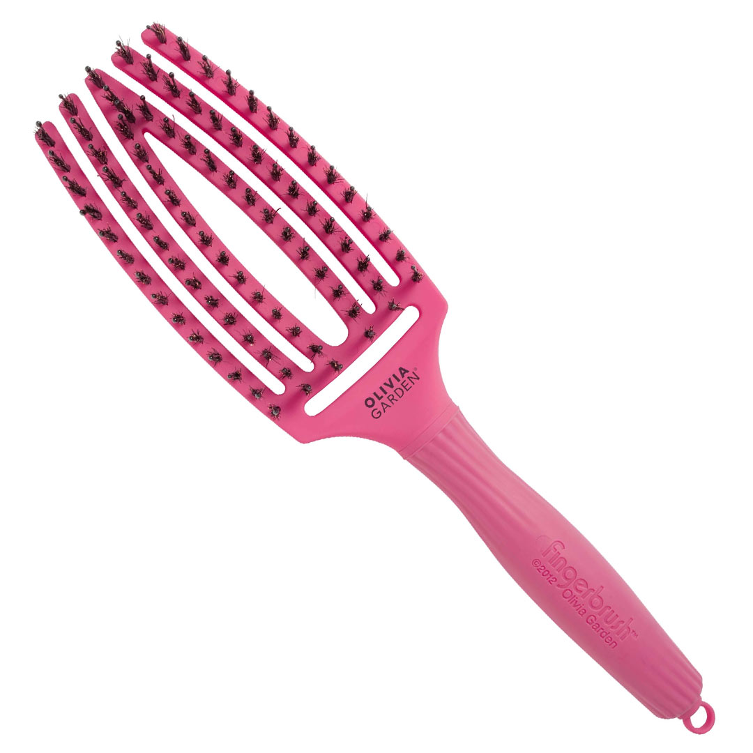 Olivia Garden Fingerbrush Care ionic Boar&Nylon Hot Pink, M