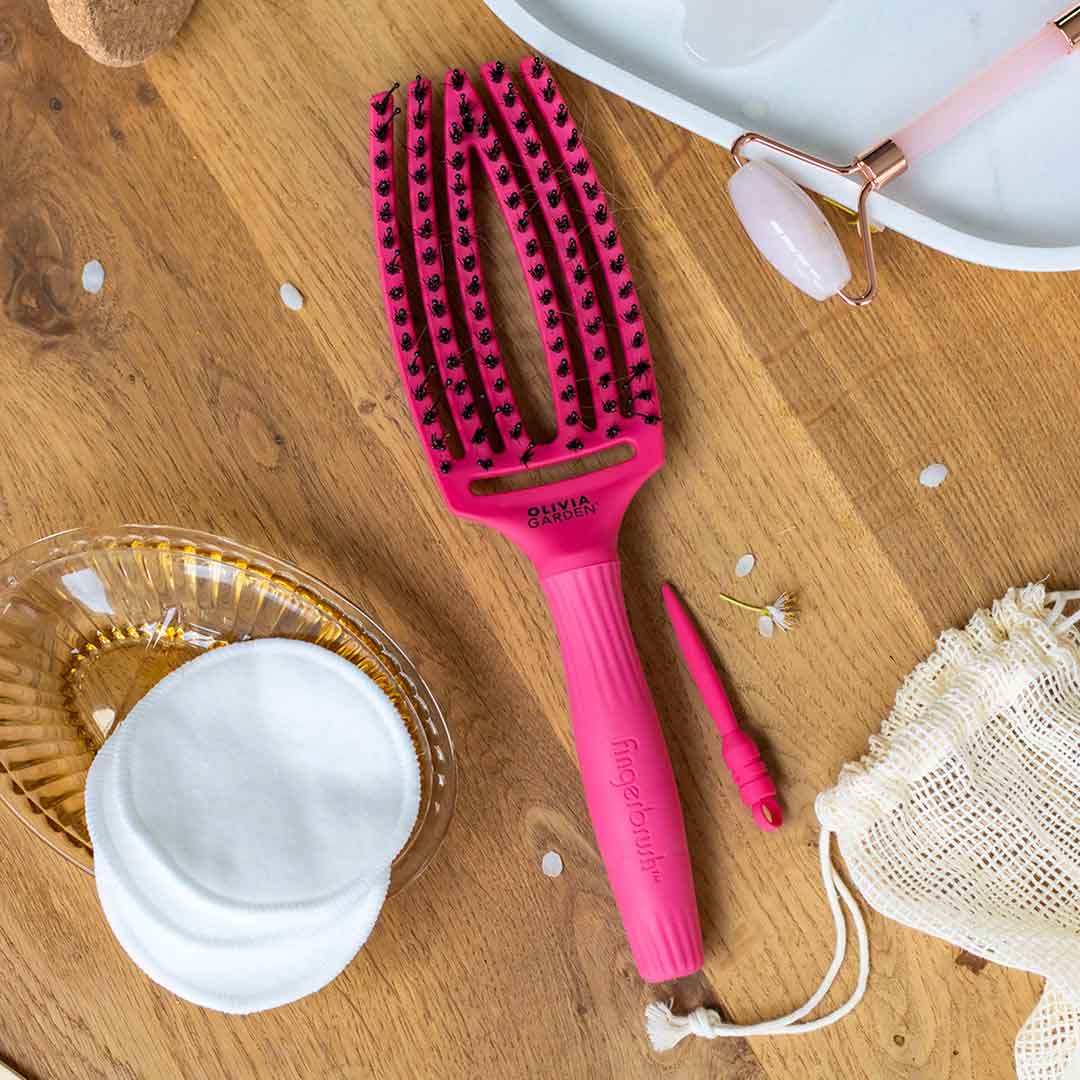 Olivia Garden Fingerbrush Care ionic Boar&Nylon Hot Pink, M - Image 4