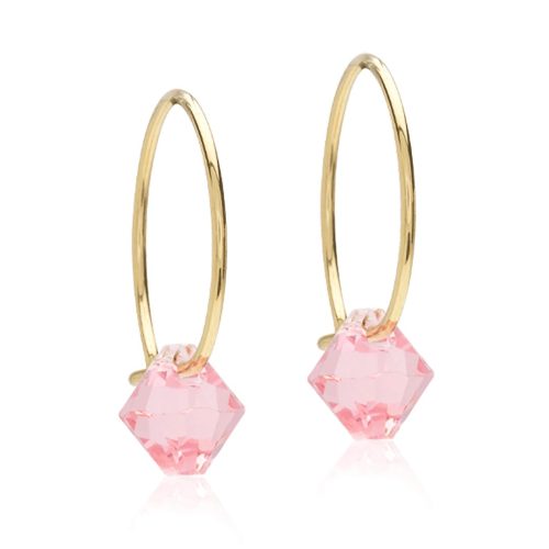 Blomdahl EJ GT Ear Ring 14 mm, Bicone 6 mm, Light Rose