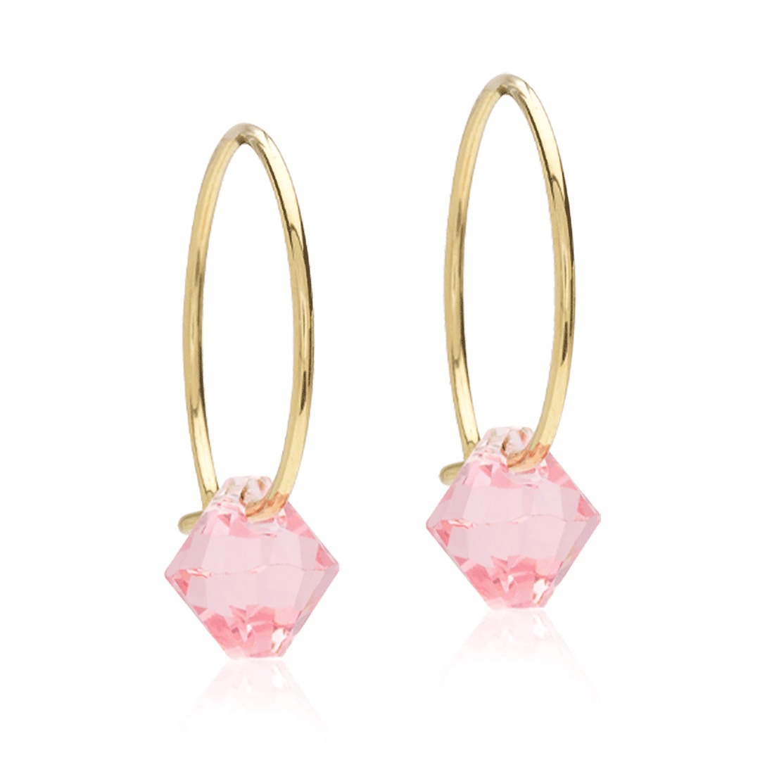 Blomdahl EJ GT Ear Ring 14 mm, Bicone 6 mm, Light Rose
