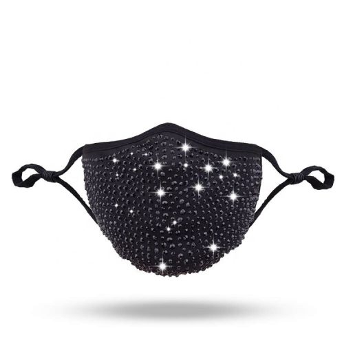 Munskydd, svart med strass.