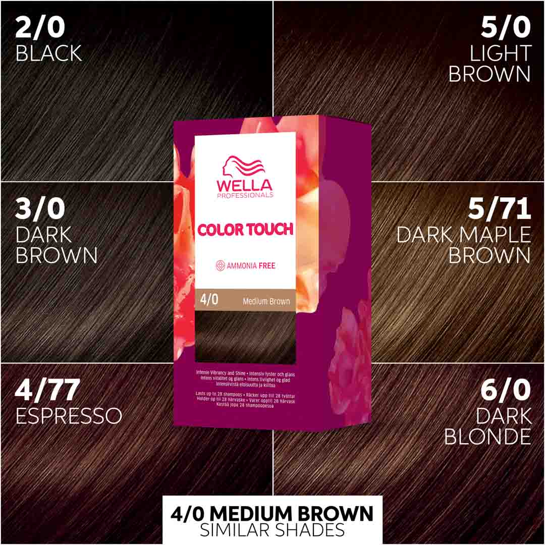 Wella Color Touch Kit Pure Naturals Medium Brown 4/0, 130 ml - Image 3